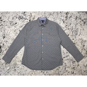 NWOT Tommy Hilfiger XL Long Sleeve Button Shirt Men Gray With Geometric pattern